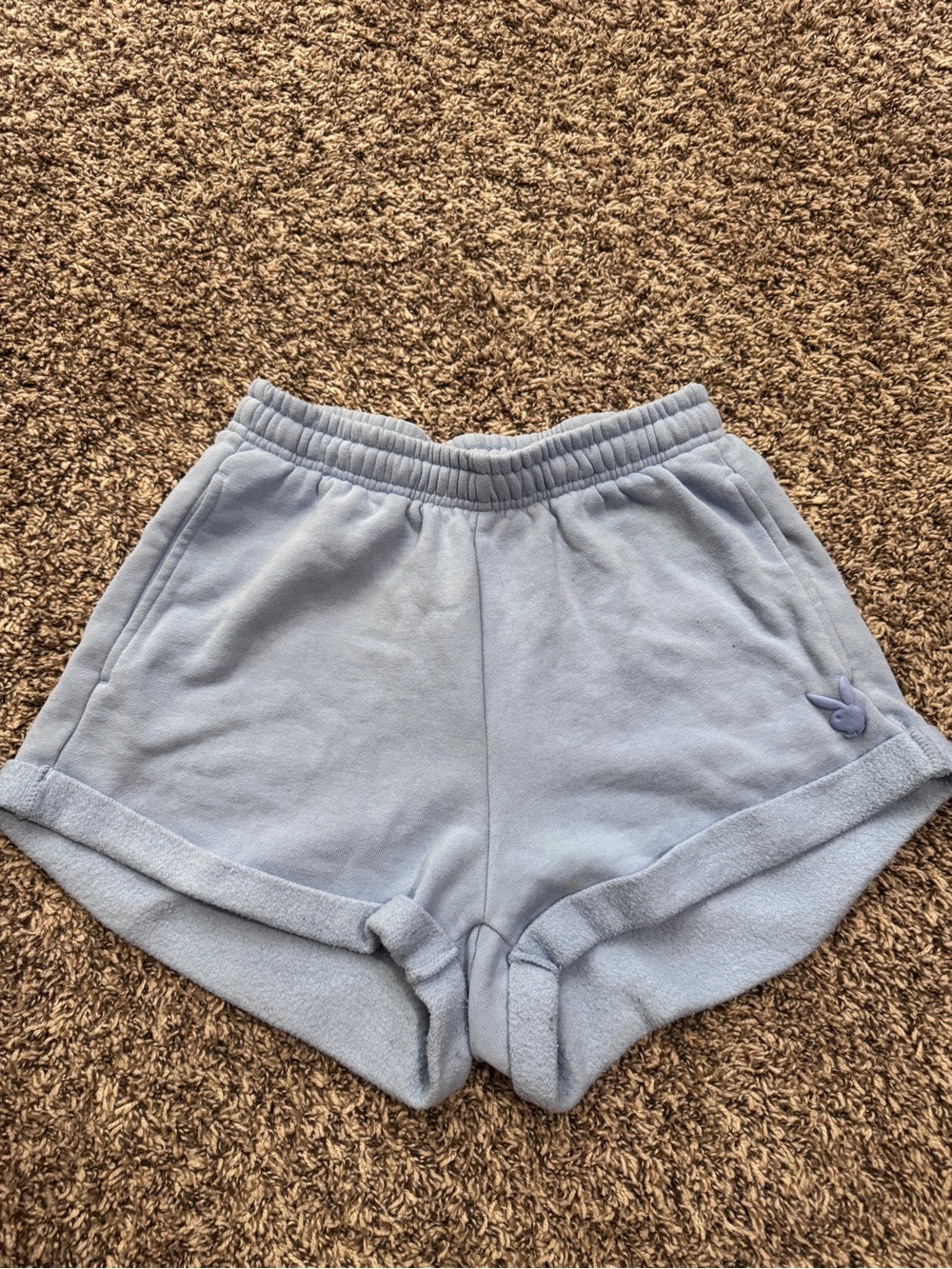 PLAYBOY Light Blue Plush Drawstring Shorts